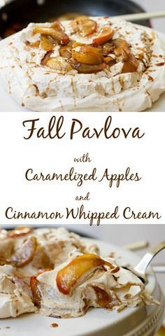 Fall Pavlova with Caramelized Apples and Cinnamon Whipped Cream