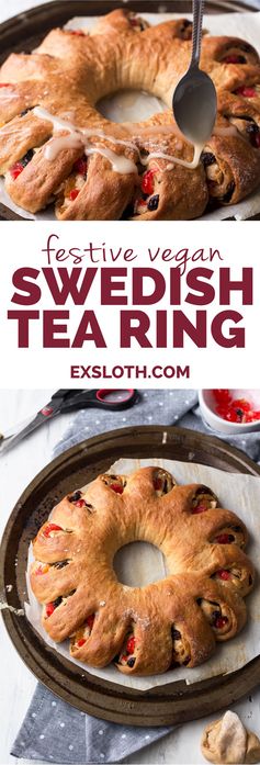 Festive Vegan Tea Ring (Vegan Swedish Tea Ring