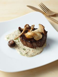 Filet Mignon with Mustard Cream and Wild Mushrooms