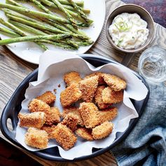 Fish Nuggets with Crispy Asparagus 