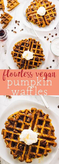 Flourless Vegan Pumpkin Waffles