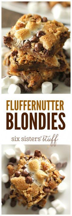 Fluffernutter Chocolate Chip Blondies