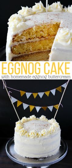 Fluffy Eggnog Cake with Eggnog Buttercream