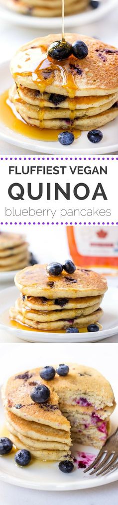 Fluffy Vegan Blueberry Quinoa Pancakes