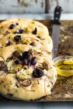 Focaccia Bread with Olives and Artichokes