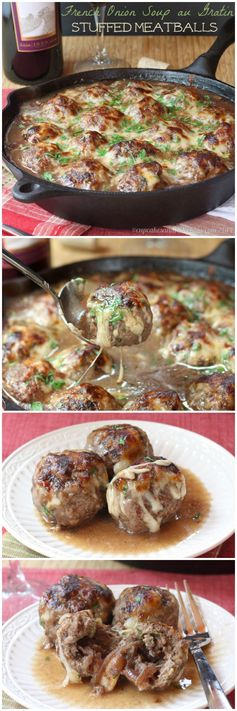 French Onion Soup au Gratin Stuffed Meatballs