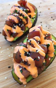 Fresh Hawaiian Ahi Tuna Poke Stuffed Avocados