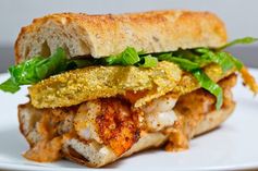 Fried Green Tomato and Shrimp Remoulade Po Boy