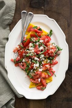 Fried Polenta with Tomatoes and Feta