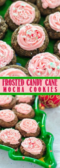 Frosted Candy Cane Mocha Cookies