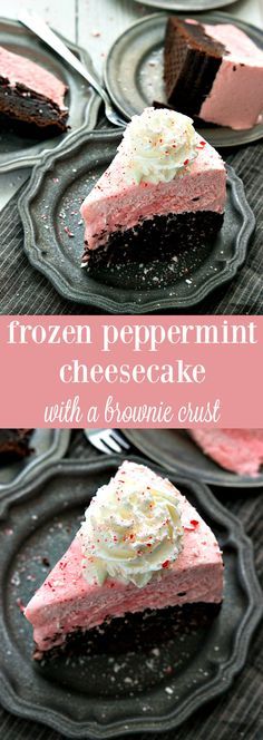 Frozen Peppermint Cheesecake with a Brownie Crust