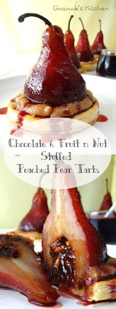 Fruit & Nut Chocolate Stuffed Poached Pear Tarts