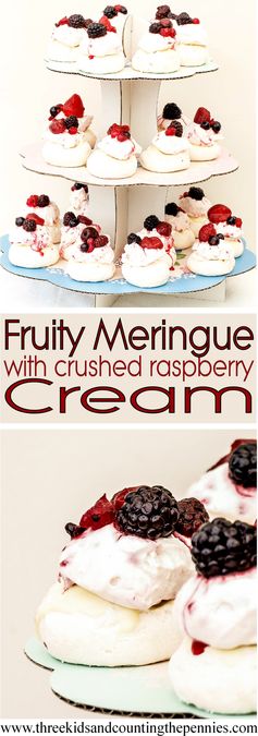 Fruity Meringues With Crushed Raspberry Cream