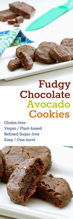 Fudgy Avocado Cookies (Gluten-free, Vegan / Plant-based, Refined Sugar-free