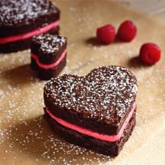 Fudgy Brownie Hearts with Fresh Raspberry Buttercream