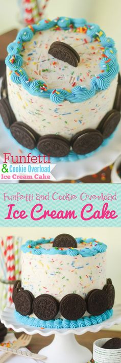 Funfetti and Cookie Overload Ice Cream Cake