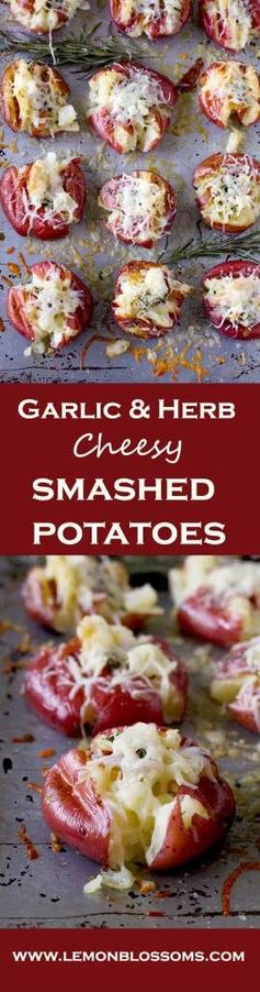 Garlic & Herb Cheesy Smashed Roasted Potatoes