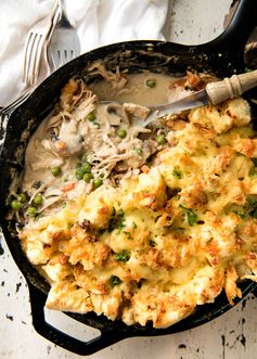 Garlic Bread Topped Leftover Turkey Pot Pie