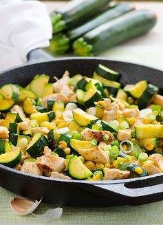 Garlic Chicken, Zucchini and Corn