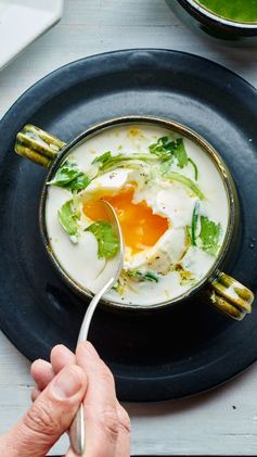 Garlic Soup with Potatoes and Poached Eggs