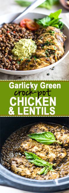 Garlicky Green Crock-Pot Chicken and Lentils (Gluten Free