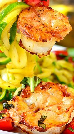 Garlicky Tomato-Basil Shrimp with Zoodles