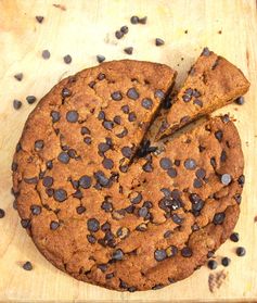 Giant Banana Chocolate Chip Skillet Cookie for a Crowd