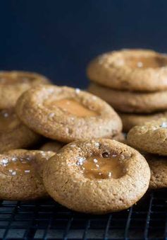 Gingerbread Caramel Thumbprint Cookies