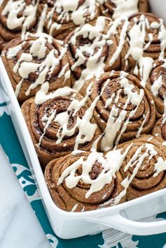 Gingerbread Cinnamon Rolls with Cinnamon Cream Cheese Frosting