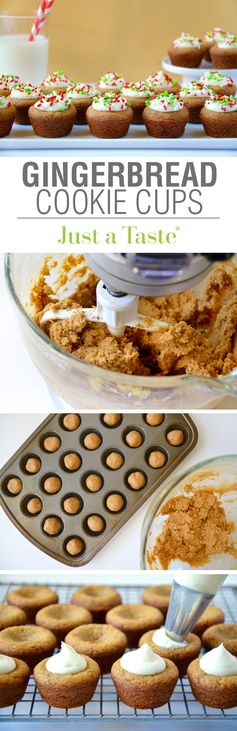 Gingerbread Cookie Cups with Cream Cheese Frosting