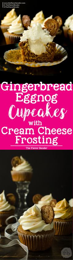 Gingerbread Cupcakes with Eggnog Filling and Cream Cheese frosting