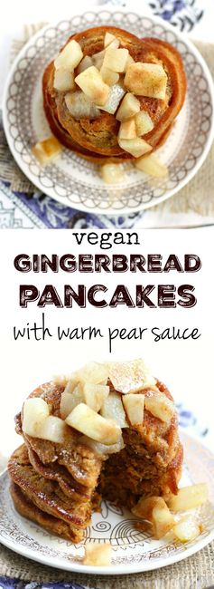 Gingerbread Pancakes with Warm Pear Sauce