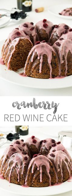 Glazed Cranberry Chocolate Red Wine Cake