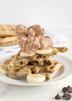 Gluten Free Almond Oat Waffles with Chocolate Chips