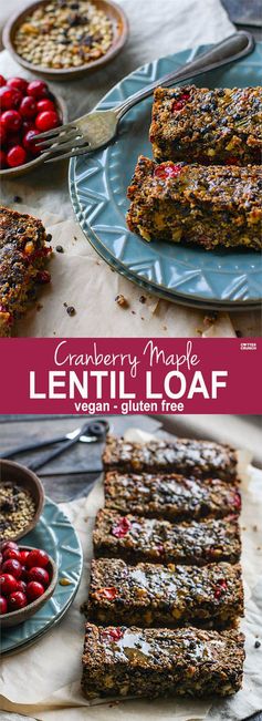 Gluten Free Cranberry Maple Lentil Loaf (Vegan