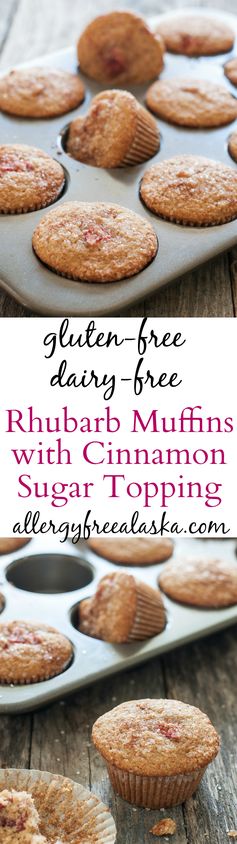 Gluten Free Rhubarb Muffins with Cinnamon Sugar Topping