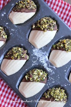 Gluten-Free Vanilla Madeleines with Chocolate Pistachio Ganache