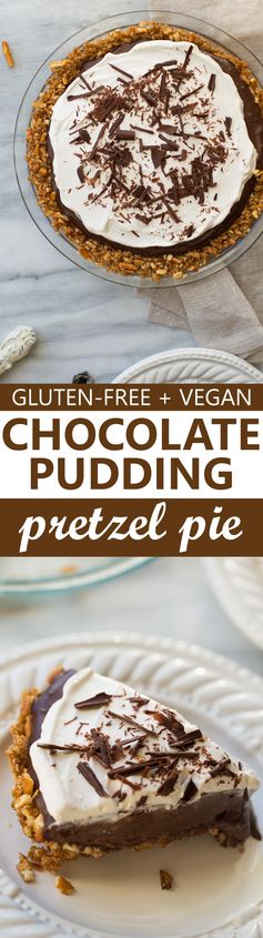 Gluten-Free Vegan Chocolate Pudding Pretzel Pie