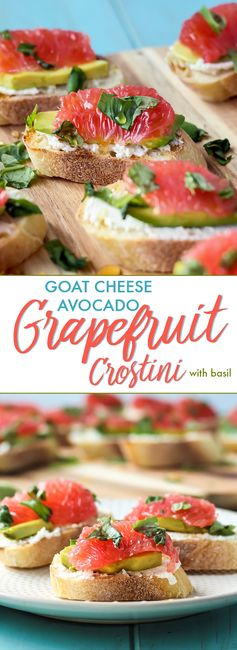 Goat Cheese Avocado Grapefruit Crostini