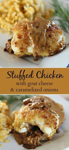 Goat Stuffed Chicken Breast with Caramelized Onions