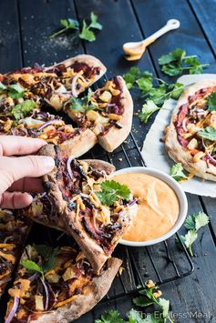 Gochujang Pulled Pork Korean Pizza with Kimchi Dipping Sauce