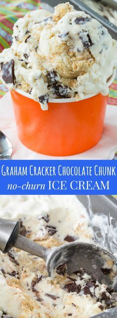 Graham Cracker Chocolate Chunk No-Churn Ice Cream