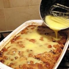 Grandma's Old-Fashioned Bread Pudding with Vanilla Sauce