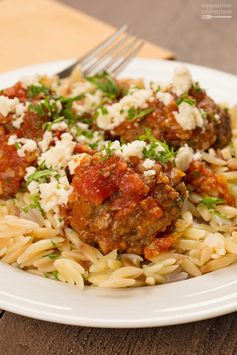 Greek Meatballs with Orzo and Feta