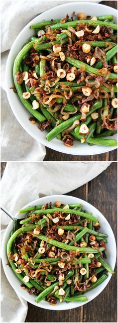 Green Beans with Brown Butter, Crispy Shallots, and Hazelnuts