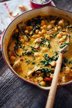 Green Chickpea & Chicken Curry with Swiss Chard