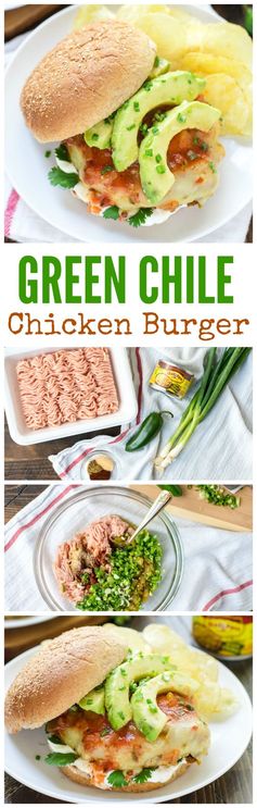 Green Chile Grilled Chicken Burgers