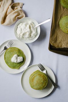 Green Tea Ricotta Pancakes with Honey Whipped Cream