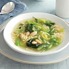 Green Vegetable Soup with Lemon-Basil Pesto