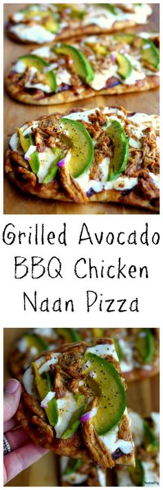 Grilled Avocado-Barbecue Chicken Naan Pizza